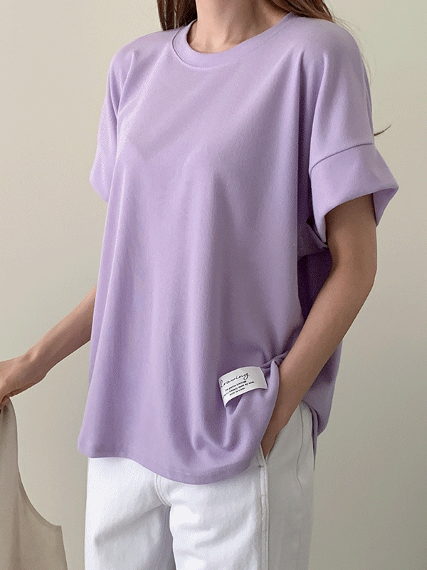 밀로드 라운드넥 가오리핏 소매절개 반팔 티셔츠